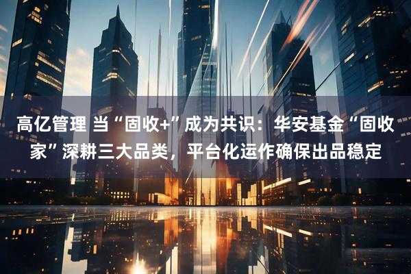 高亿管理 当“固收+”成为共识：华安基金“固收家”深耕三大品类，平台化运作确保出品稳定